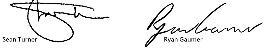 Sean Turner and Ryan Gaumer Signatures